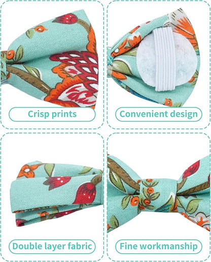 PET SHOW 10 Pack Floral Small Dog Bow Ties Sliding Collar Attachments Puppy Cats Spring Bowties for Medium Dogs Daisy Rose Bowknots Party Holiday Pet Grooming Accessories