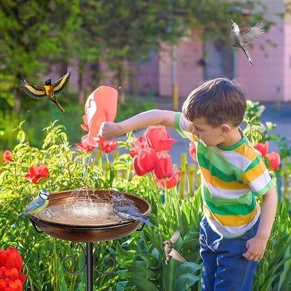 38In Freestanding Bird Bath for Outside, Detachable Birdbaths with Metal Stake, Bird Bath Feeder Bowl for Outdoors Garden Patio Yard Lawn,Sturdy Upgraded 5 Pronged Base (Vintage Bronze)