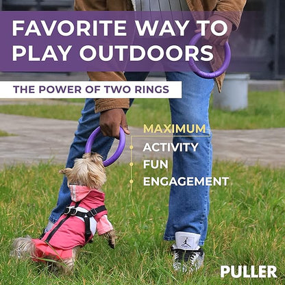 Dog Toy - Interactive Small Midi Dog Puppies Training - Fetch Toy - Dental Healthy - Dog Toys Set 2 Rings by Puller Mini Plus - Size 7 inches