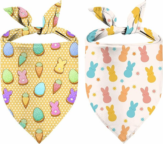 Easter Dog Bandana, 2 Pack Adjustable Holiday Party Pets Rabbit Easter Egg Bandana Triangle Bibs Cat Scarf Set