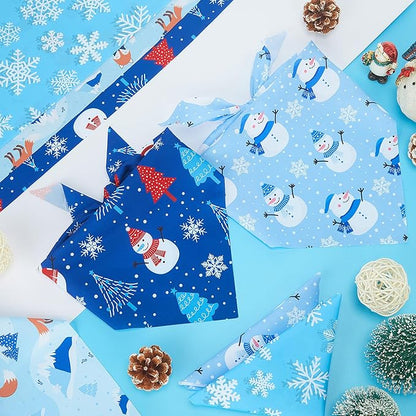 Abbylike 50 Pcs Winter Dog Bandanas Bulk Blue Snowflake Dog Bandanas for Pets Triangle Kerchief Scarf Bibs for Winter Pets Cats Party Costume Photo Props Accessories Pet Shops (19.7 x 13.8 x 13.8)