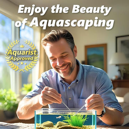 3-Piece Aquascaping Tools Set – 25cm / 9.8in Straight & Curved Long Tweezers, Scissors, Fine Tip 1mm – Aquarium Plant Care, Terrarium Tools