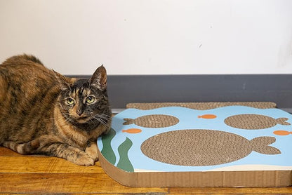 Pearhead Interactive Cat Scratch Toy, Fishbowl Theme, 19"W x 14.8"H x 1.3"D