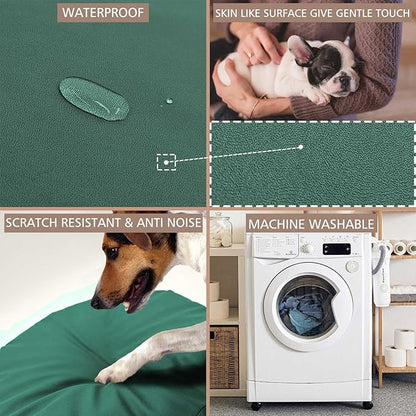 Dog Bed Cover Waterproof Replacement Machine Washable Covers for Dog Bed Heavy Duty Scratch Resistant Mattress Protector Pet Bed Round 44x44 Inch Cover Only Dark Green
