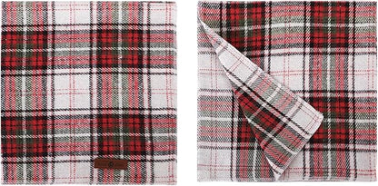 Lionet Paws Christmas Dog Bandana Washable Cotton Handkerchief Scarf Triangle Red Green Plaid Grey Dog Bandanas for Small Medium Large Dogs Girl Boy