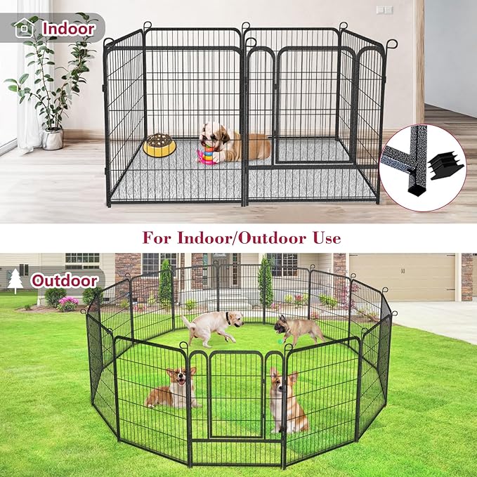 Dog Playpen Dog Fence Outdoor for Yard, 32inch 28 Panels Dog Pens Outside Anti-Rust Pet Playpen Exercise Pen with Lock for Large Medium Small Dogs, Portable Pet Fence for Yard RV Camping