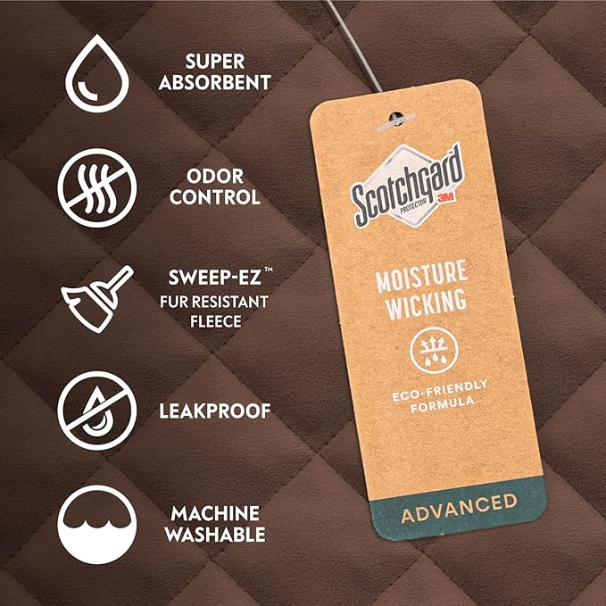 Paw Inspired Waterproof Fitted Cover for Dog Bed | Washable Bed Protector for Dog Mattress | Removable Replacement Cover for Large to XL Pet Bed (Dark Brown, 44 x 35 x 6 Inch)