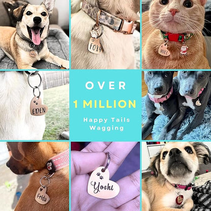 Ultra Joys Dog ID Tag, Custom Dog Tag Personalized Cat Tag, Pet ID Tag, Brushed Stainless Steel Dog Cat Tag, Custom Your Own
