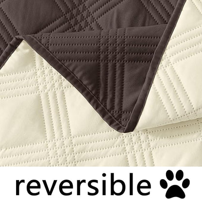 hyha Waterproof Dog Blanket, Reversible Pet Bed Blanket, Soft Sofa Couch Cover for Dogs Washable, Waterproof Pet Couch Covers for Sofa Puppy Cats Furniture Protector(52"x82", Chocolate/Beige)