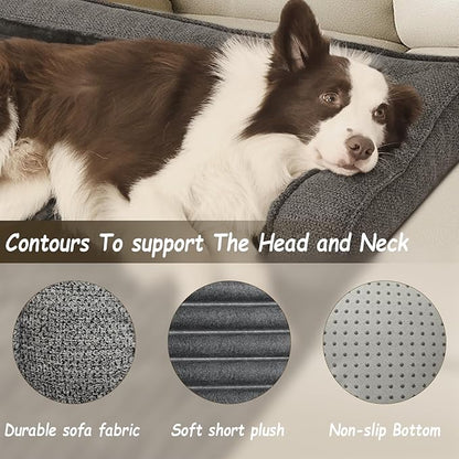 WINDRACING Luxury Dog Couch Bed, Washable Calming Dog Couch Cover, Couch Protector for Dogs, Waterproof Sofa Bed, Pet Bed Mats for Couch, Pet Couch Covers for Sofa (Grey