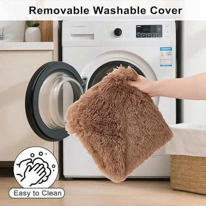 Fluffy Orthopedic Dog Beds for Small Dogs with Washable Removable Cover Dog Crate Bed Egg Crate Foam Support Plush Pet Pad Mat with Anti-Slip Bottom (30 * 20,Khaki)