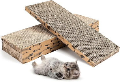 Mini Cat Scratching Board 4pcs Brown Cardboard Cat Scratcher Scratch Pad for Indoor Cats