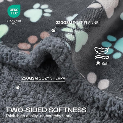 Luciphia Waterproof Pet Blankets for Couch Sofa Bed Cover Liquid Pee Proof Washable Soft Fluffy Large Dog Blanket Reversible Furniture Protection Grey Paw Thicken X-Large（85" x 57"）