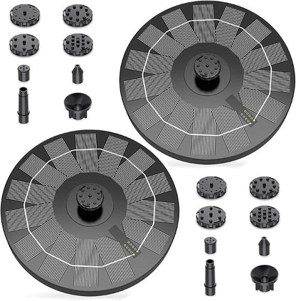 AISITIN Solar Fountain Pump 2.5W, 6.7" Solar Powered Water Fountain for Bird Bath, Solar Pump with 6 Nozzles for Garden, Ponds, Pool, Fish Tank, Outdoor and Aquarium, 2 Pack