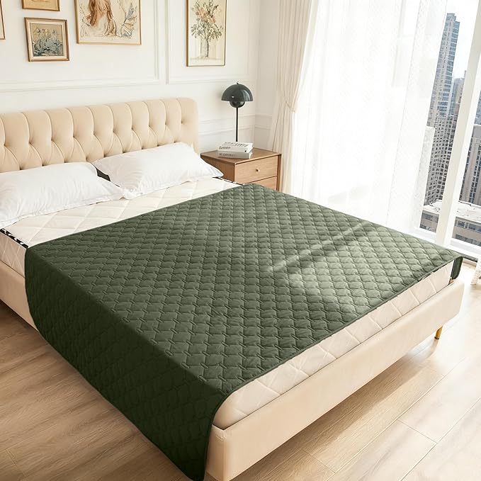 gogobunny 100% Double Sided Waterproof Dog Blanket Soft Pet Bed Cover Reversible Protect Furniture Couch Sofa Car for Puppy Large Dog Cat (Dark Olive/Light Olive, 82x102 Inch (Pack of 1))