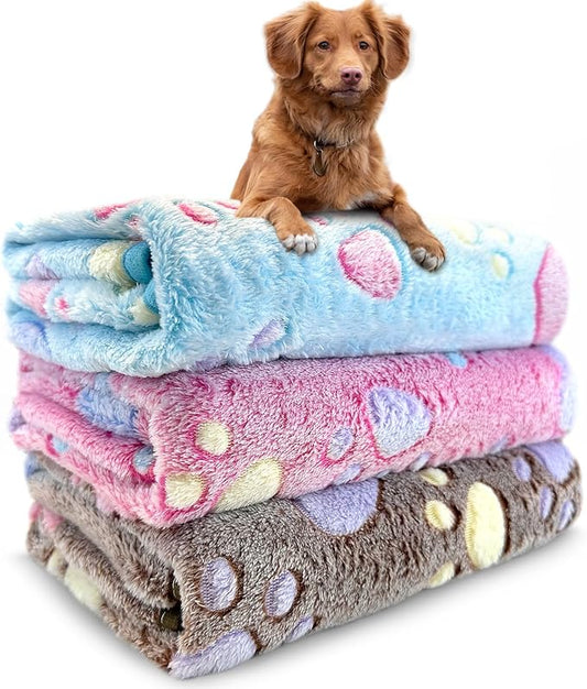 Dog Blankets for Medium Large Dogs Washable, 3 Pack Pet Blanket Washable 41" x 31", Fuzzy Soft Puppy Throw Cover for Kennel Crate Bed