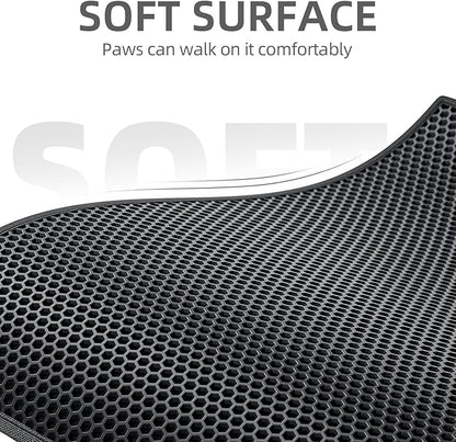 ESTHELLO Cat Litter Mat Large, Cat Litter Trapping Mat, Honeycomb Double Layer Design, Easy to Clean,Washable (36’’ x 30’’ Black)