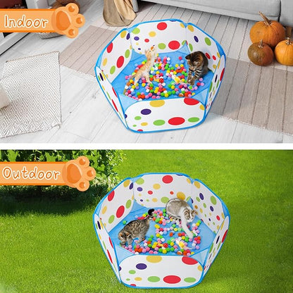 Palksky Interactive Cat Toys with Cat Ball Pit, Toy Balls, Ball Launcher, Spring Toys for Bored Indoor Cats Self Play, Enrichment Toy for Fun and Exercise