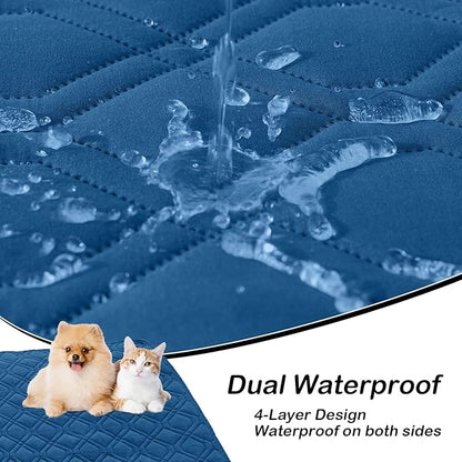 hyha Waterproof Dog Bed Blanket, Soft Pet Blankets, Waterproof Couch Cover for Dogs, Reversible Sofa Covers Washable for Furniture (52x82 Inch, Navy Blue/Blue)