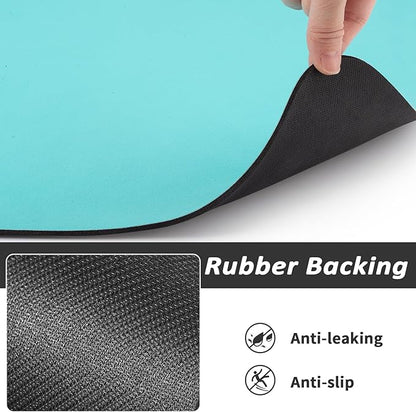 Dog Food Mat - Absorbent Cat Mat for Food and Water, No Stains Pet Feeding Bowl Mat, Easy to Clean Pet Placemats, Quick Dry Dog Water Dispenser Mat for Messy Drinkers | Teal 12"x 19"