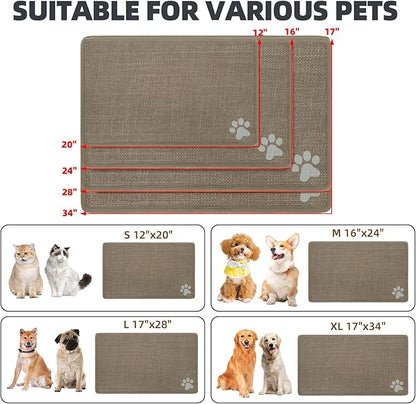 PUPTECK Dog Food Mat, Absorbent Pet Cat Feeding Mat for Food and Water Bowls, Anti-Slip Dog Placemat for Floors Waterproof, Pet Supplies Accessories, Khaki XL