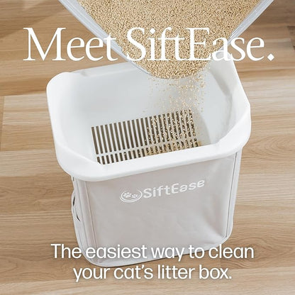 Cat Litter Sifter - SiftEase Sifting Litter Box Cleaner, Large Litter Box Sifter with Bin for Fast & Easy Scoop Free Cleaning and Longer Lasting Litter (2 Pack)