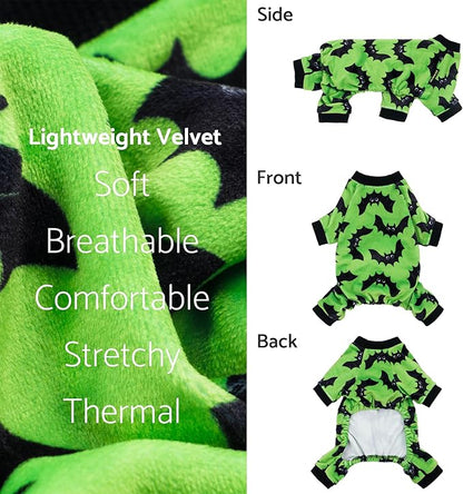 Fitwarm Halloween Bat Dog Pajamas, Funny Costumes for Small Dogs Boy Girl, Pet Outfit, Lime Green, Black, Medium