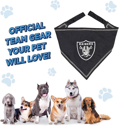 Pets First NFL Las Vegas Raiders TIE Bandana, Small/Medium. Dog Bandana Scarf Bib for Pet Cat Dog. The Ultimate Game-Day, Party Bandana