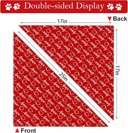 Heart Dog Bandanas 2 Pack, Mother’s Day Dog Bandanas, Triangle Reversible Love Pet Scarf for Boy and Girl, Premium Durable Fabric, Holiday Bandana for Small and Medium Dogs