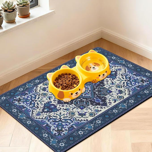 Pet Feeding Mat for Floors Waterproof Dog Mat for Food and Water Absorbent Quick Dry Non Slip mat for Cat Bowls