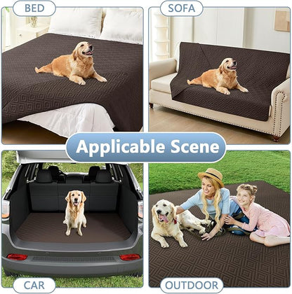 hyha Waterproof Dog Blanket, Soft Dog Bed Cover Pet Blankets, Waterproof Sofa Couch Cover for Dogs Washable, Reversible Pet Couch Covers for Sofa Furniture (82x102 Inch, Chocolate/Chocolate)