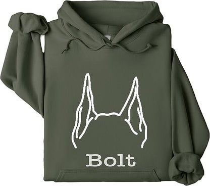 Custom Dog Mom Shirt for Women Pet Ears Sweatshirt with Name Unique Puppy Line Art Cute Dad Hoodie for DogDad Owner Lover