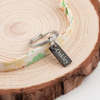 Anavia Small Size Dog Cat ID Tags, Small/XS Personalized Color Plated Stainless Steel Puppy Kitten Name Tags, Customized Engraved Nameplate Pet Collar Tag (Black, XS-Rectangle)