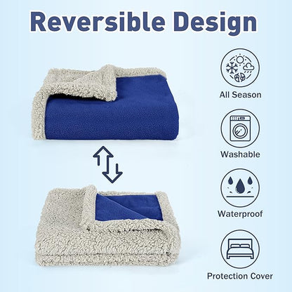 Kritter Planet Waterproof Dog Blanket, Reversible Water Proof Pet Blanket for Couch, Bed & Car, Washable Couch Covers for Medium Dogs - Protects Furniture from Fur, Dirt, and Accidents