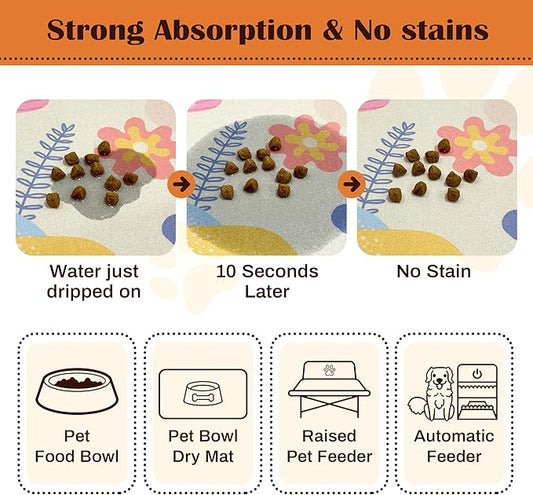 Pet Feeding Mat for Floors Waterproof Dog Mat for Food and Water Absorbent Quick Dry Non Slip mat for Cat Bowls