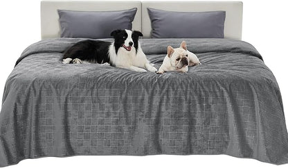 Bedsure Waterproof Bed Cover for Dogs Washable - Waterproof Blanket for King Bed Couch Sofa Cozy, Lightweight Furniture Protector for Pet Cat Quick Drying, Ash Grey, Cal King，82x120IN