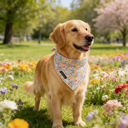 ARING PET Girl Dog Bandana, Spring Summer Daisy Floral Pet Bandana Scarf Triangle Bibs for Puppy Small Medium Large Dogs-S
