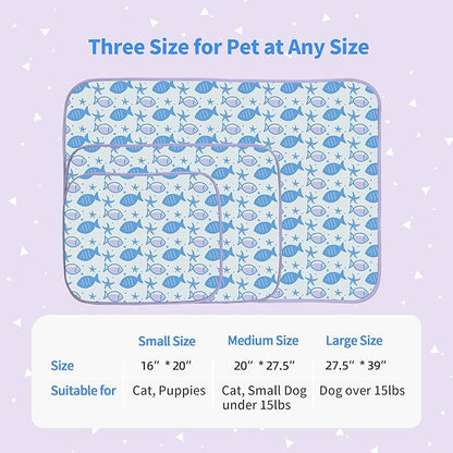 NWK Pet Cooling Mat - Ice Silk Cooling Mat for Dogs & Cats Portable & Washable Pet Cooling Blanket, Car Seats, Beds for Summer (1, Purple Fish, 27‘’ X 39‘’ X 0.3'')