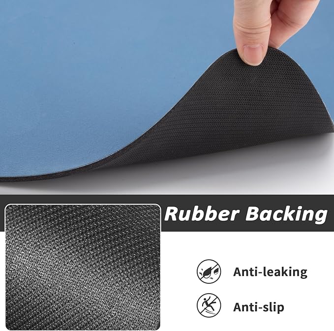 Dog Food Mat - Absorbent Cat Mat for Food and Water, No Stains Pet Feeding Bowl Mat, Easy to Clean Pet Placemats, Quick Dry Dog Water Dispenser Mat for Messy Drinkers | Paw Blue 24"x36"