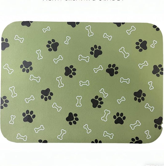 Pet Cat Dog Food Mat Non Slip Mat for Dog Water Bowl Mat Quick Dry Absorbent Cat Feeding Mat, 18.1 * 11.8 in, Green