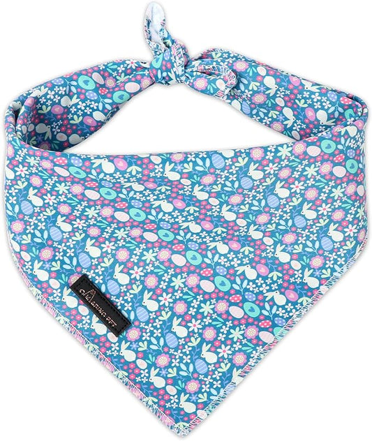 ARING PET Easter Dog Bandanas, Blue Rabbit Egg Pet Bandana Scarf Triangle Bibs for Puppy Small Medium Large Boy Girl Dogs Cats-S