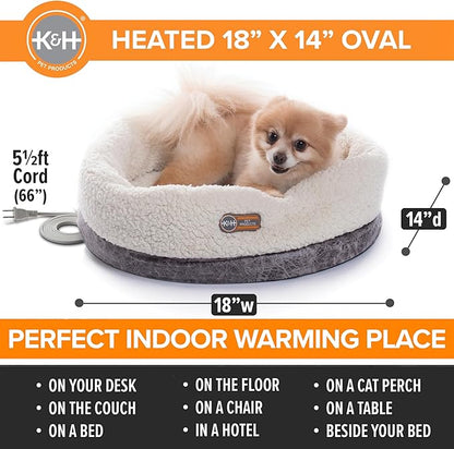 K&H Pet ProductsHeated Cat Bed Indoor,Thermo-Snuggle Cup Bomber Soft Heated Pet Bed for Large Indoor Cats & Small Dogs,Machine Washable,Waterproof-Heated Pad,Safety Listed,18 X 14in Gray,(Pack of 6)