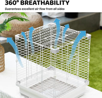 14.6" Portable Travel Bird Cage, Parrot Cage, Ample Room for Tail Movement, with Food Box, Perch, Water Bottle, for Vet Visit, Short Trip, Parakeet, Cockatiel, Budgie, Small Medium Birds