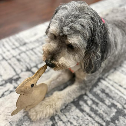 SPOT Dura-Fused Leather Rabbit Dog Toy – Durable Real Leather & Jute Chew Toy with Squeaker, Double-Stitched for Moderate Chewers, Small & Medium Dogs, 7.5in