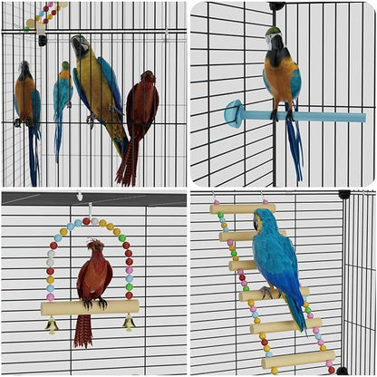 Medium Flight Bird Cage, Black Parakeet Cages with Rolling Stand & Wheels, Wide Birdcage for Parrots Cockatiels Conure Budgie Canary Finch Lovebird