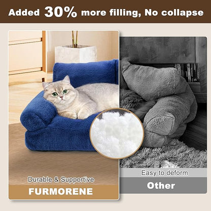 Cat Beds for Indoor Cats, Cat Couch Bed, Cute Cats Sofas for Pets, Small Dog Sofas & Chairs with Removable Washable Cover, Plush Soft Pet Furniture for 10lbs Small Dogs & Cats(Navy Blue)