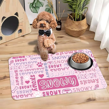 Personalized Dog Cat Mat with Name Photo Custom Placemat Feeding Mats for Food and Water Customized Non-Slip Waterproof Doormat for Bowls Outdoor Indoor Floors Gifts for Pet Owner