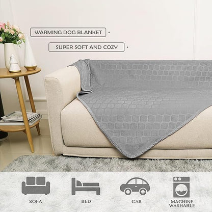 fuguitex Waterproof Dog Blanket Bed Cover Dog Crystal Velvet Moroccan Fuzzy Cozy Plush Pet Blanket Throw Blanket for Couch Sofa(30 * 70 inch, Light Grey+Grey)