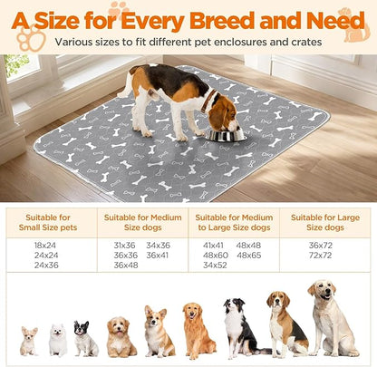 Washable Pee Pads for Dogs, 2Pack Reusable Puppy Pads, Fast Absorbent Dog Pee Pads for Crate Pet Training Pads, Waterproof Whelping Pads for Dogs Bed Mat Crate Indoor (Grey, 18x24)