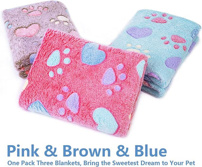 LeapSheep Pet Blankets for Dogs Cats - 3Pack Heart Pattern Super Soft Fluffy Dog Blankets for Small Medium Large Doggy Kitten(Heart, Medium)